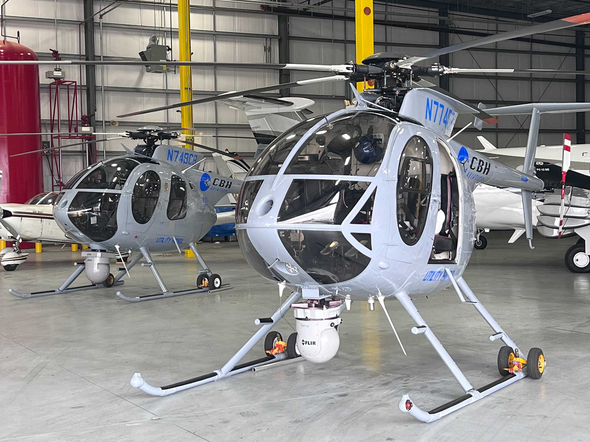 CBH Aviation Helicopters sitting in the hangar